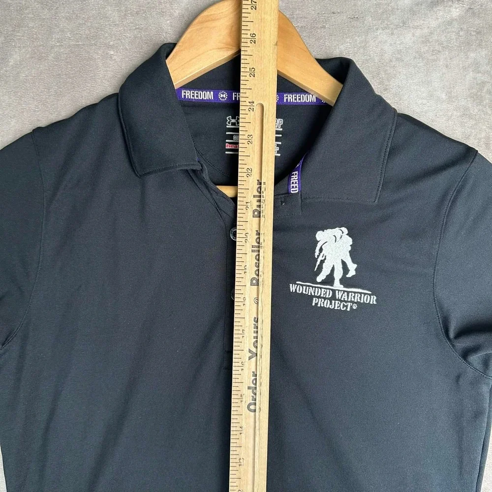 Under Armour Wounded Warrior Project Freedom Polo Shirt Black Womens Small SM